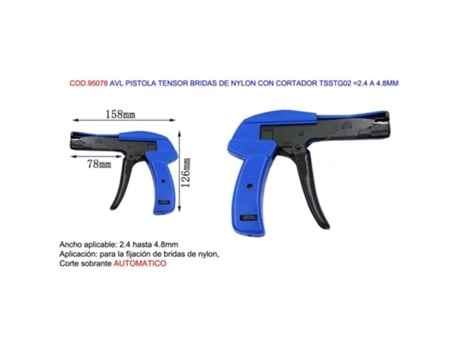 Avl pistola tensor bridas de nylon+cortador tsstg02 2.4-4.8mm