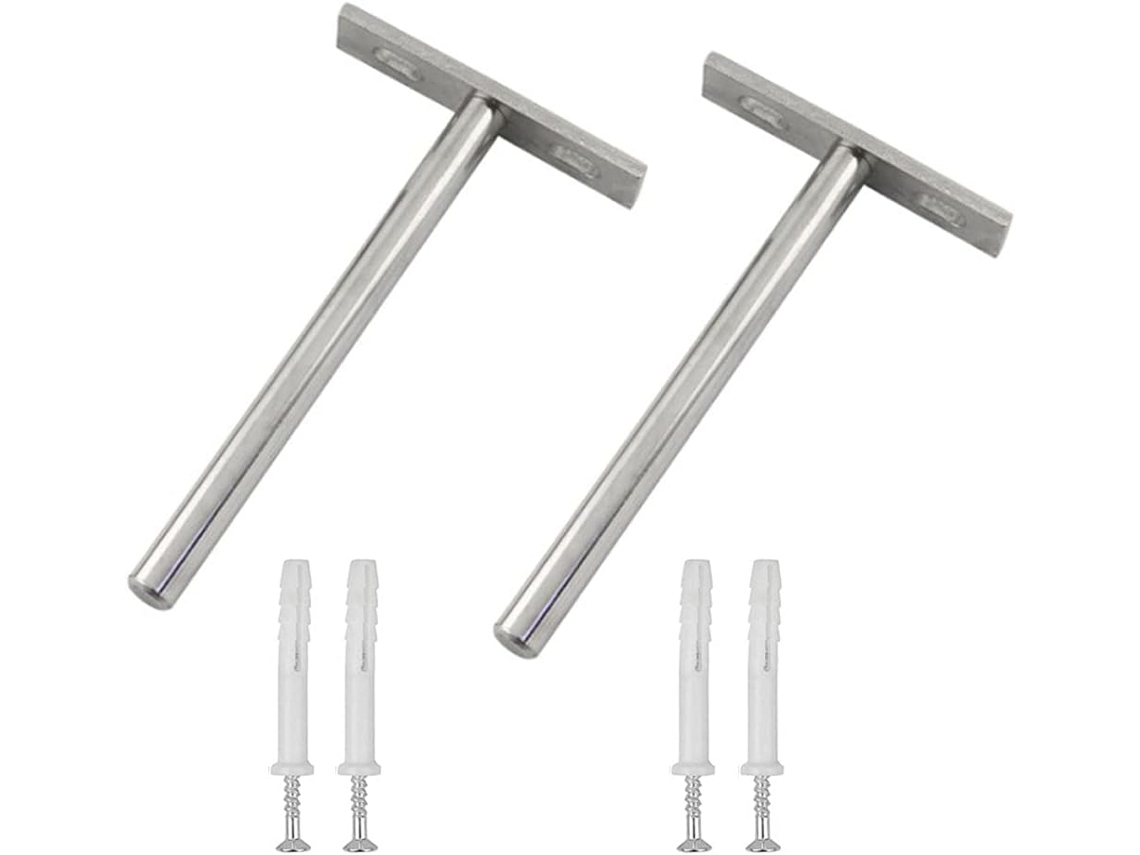 Soporte de estante flotante de 2 piezas, soporte de estante invisible con 4 tornillos y tacos para estantes de madera