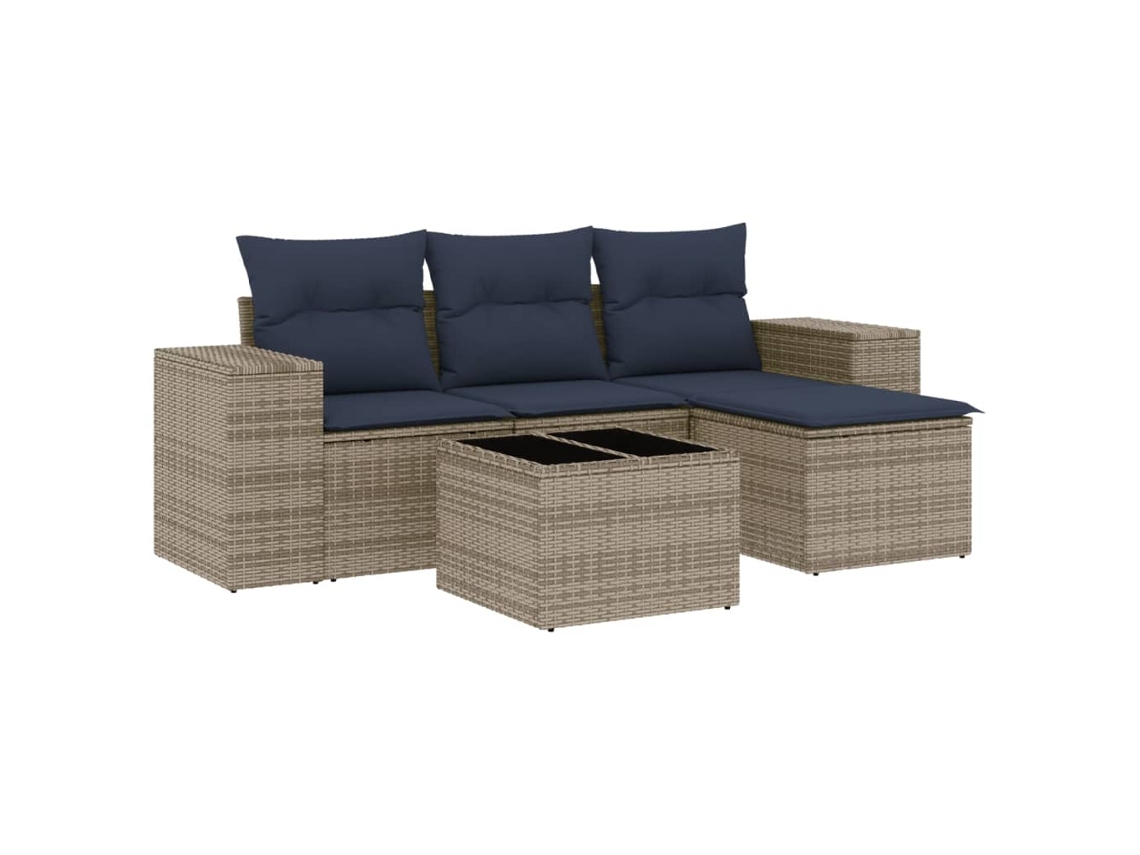 Maison Exclusive - Conjunto De Sofá De Jardín De 5 Piezas Con Cojines, Poliratán Gris