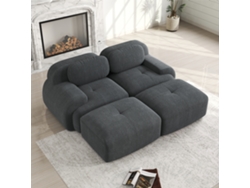 Sofá modular en forma de U, tapizado en terciopelo Cannelê transpirable, sin marco, sin necesidad de montaje, con brazos anchos, ergonómico y de color beige.