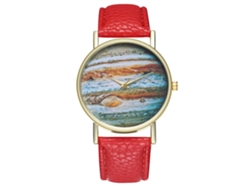 Reloj Analógico De Cuarzo Para Mujer Y Hombre Con Correa De Pu, Regalo De Amor (rojo)