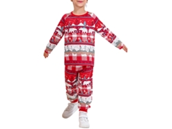 Kkpm-Pijamas Navideños Para Familia Con Niños 2y: Padres E Hijos Sleeping Set, Manga Larga, Rojo