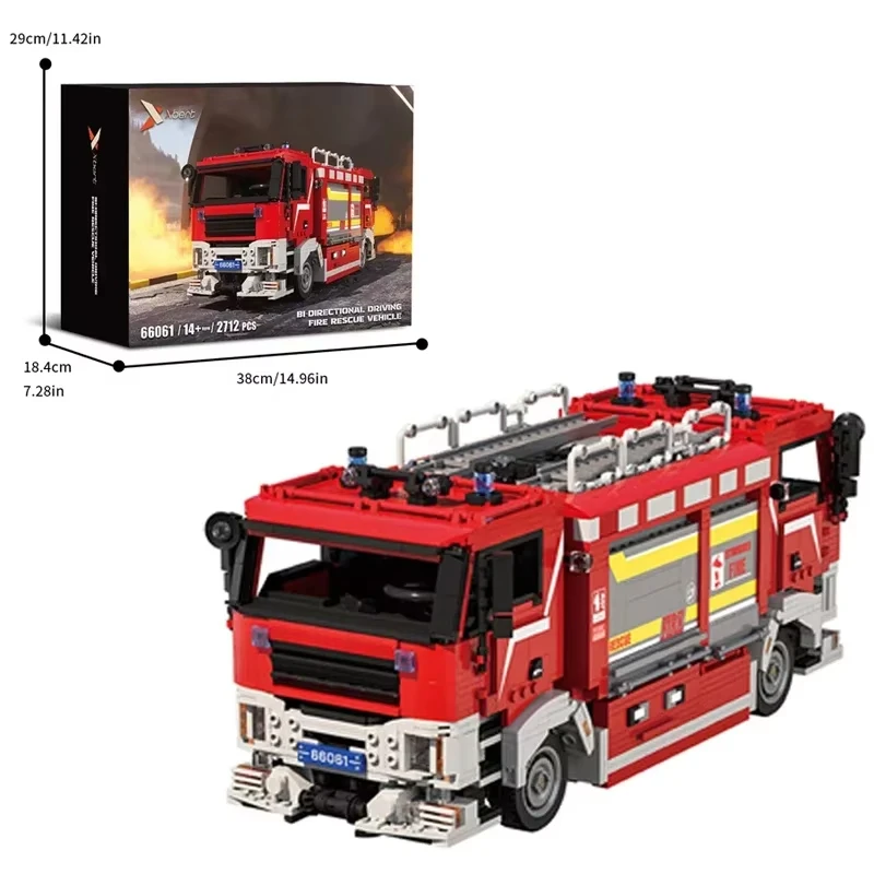 (66061) 2713 Piezas De Bloques De Construcción De Vehículos De Bomberos Y Rescate Bloques De Construcción De Modelos Moc