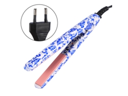 1pc Plancha De Pelo Eléctrica Portátil Herramienta De Peinado Rectificadora (blanco Azul)