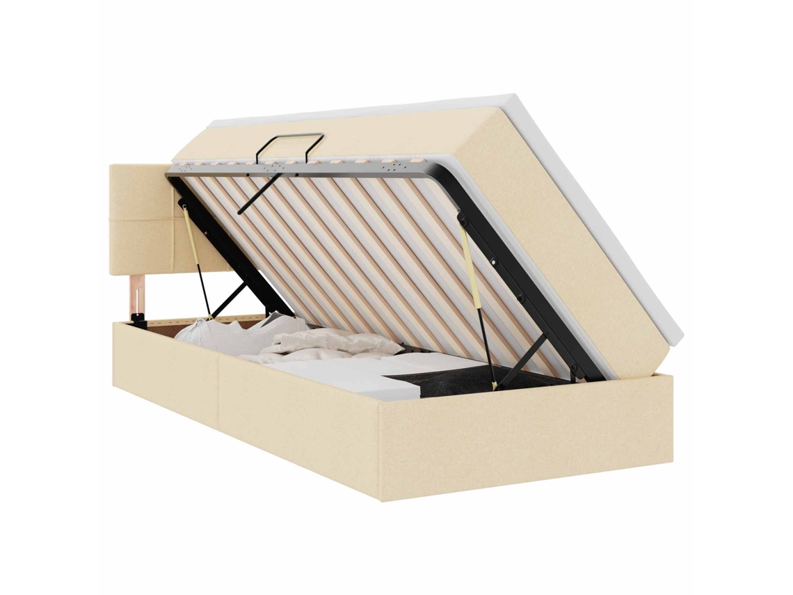 Syfax™ Cama Con Almacenamiento Y Colchón Crema 100 X 200 Cm