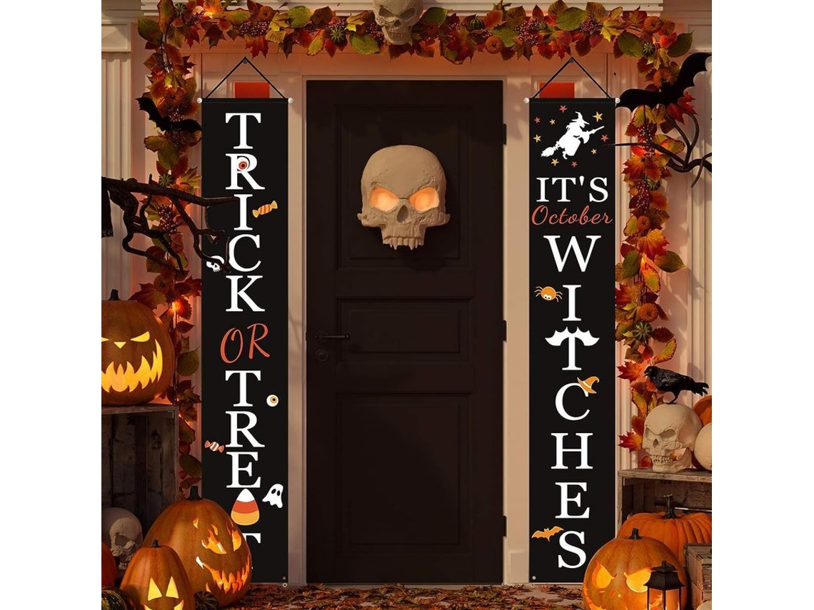 Decoración De Balcón De Halloween Con Pancarta De Bruja - Pancarta Para Exteriores Para La Entrada De La Casa
