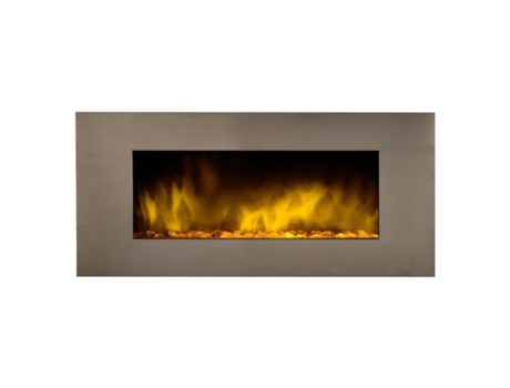 Chemin'Arte 086 Gran chimenea eléctrica de pared con efecto de llama LED 2000W, Inox
