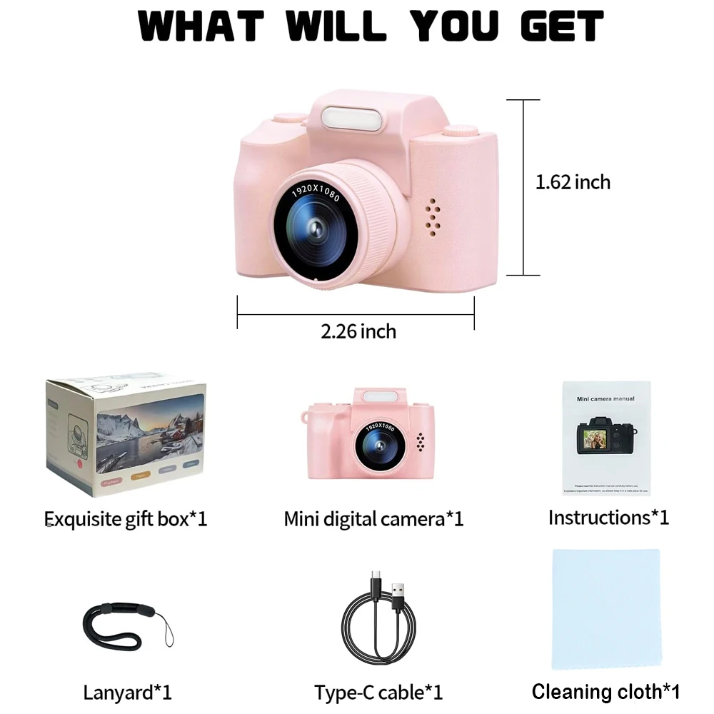 (rosa, No Requiere Tarjeta Sd) Mini Cámara Llavero 1080p Con Pantalla Hd De 1,3 Pulgadas