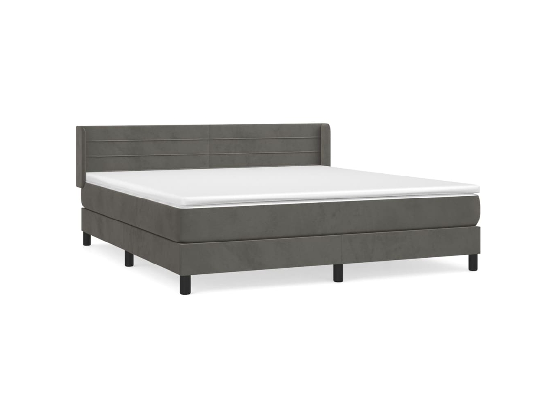 Maison Exclusive - Cama Box Spring Con Colchón Terciopelo Gris Oscuro 180x200 Cm