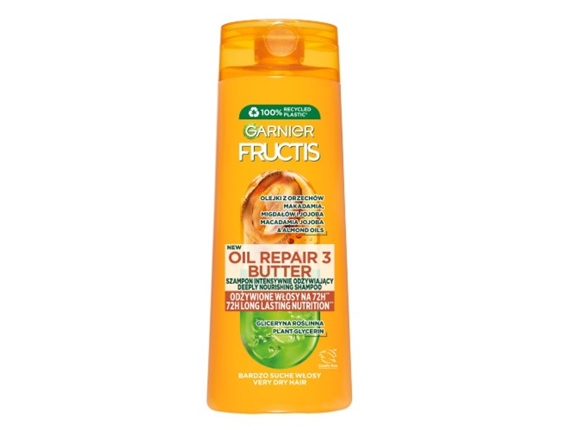 Champú Fortalecedor Fructis con Manteca Nutritiva, 400 ml - Garnier Aceite Reparador 3 para Cabello Dañado