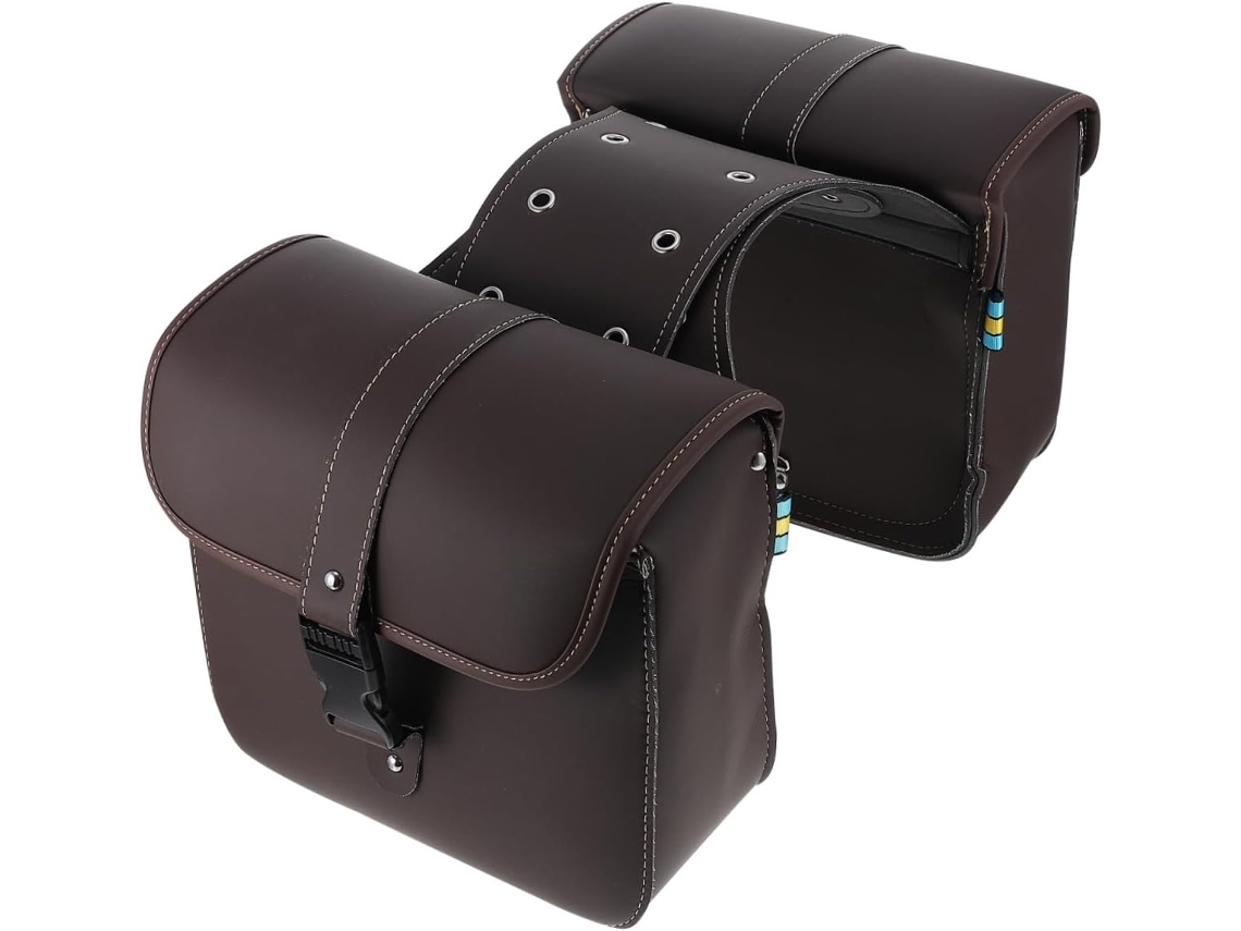 Bolsas Laterales Impermeables Para Motocicleta, Alforjas De Almacenamiento De Cuero Duradero.