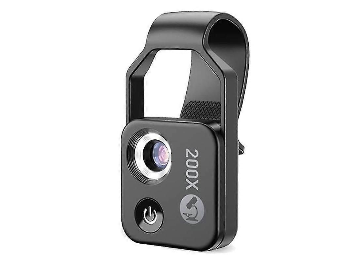 Microscopio portátil para teléfono móvil con aumento de 200x y lente CPL, mini microscopio digital portátil con luz LED y clip universal.