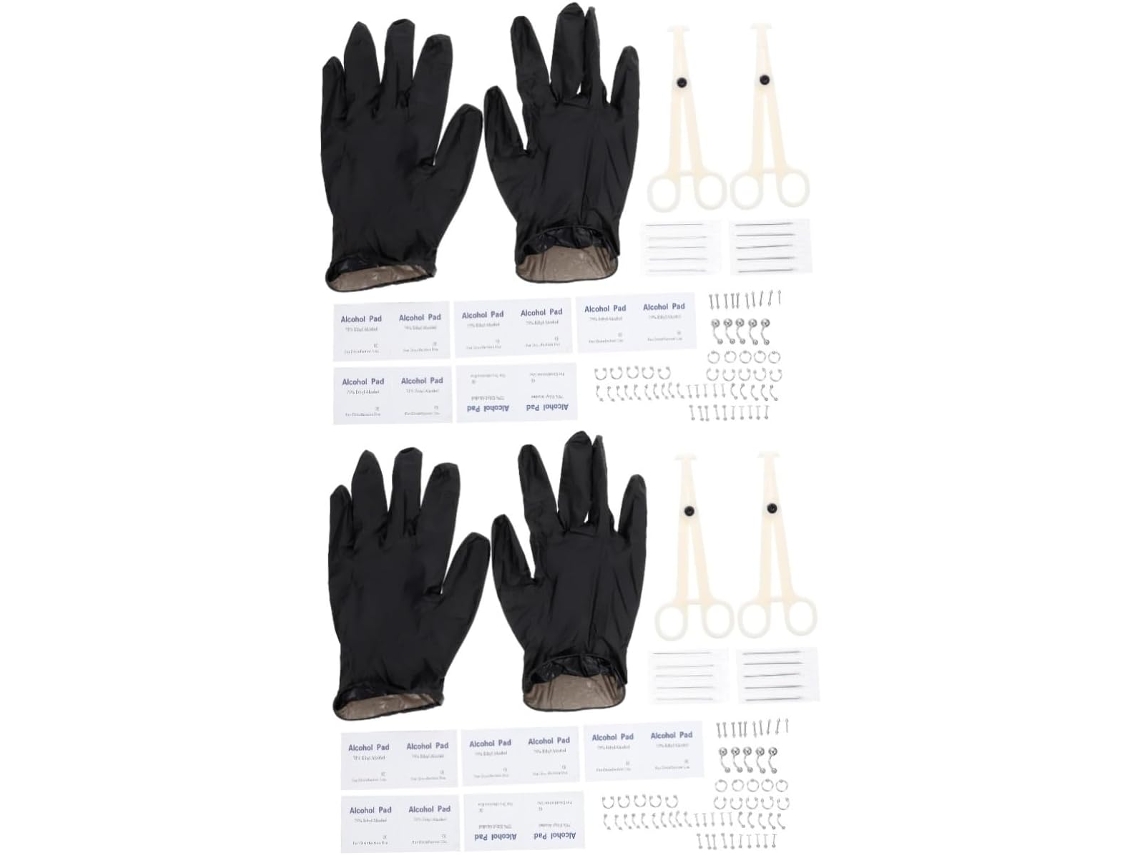 Kit De Perforación Corporal De Acero Inoxidable De 2 Piezas Para Piercings De Septum, Nariz, Oreja Y Labio.