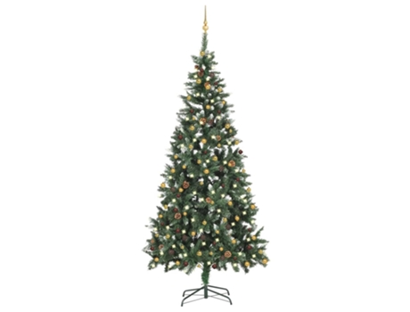Árbol de Navidad VIDAXL preiluminado con luces y bolas (210 cm)