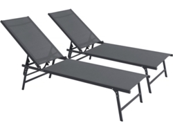 Juego de 2 Tumbonas en Metal Sublima 180 X 54 X 104 Cm Antracita Habitat Y Jardin