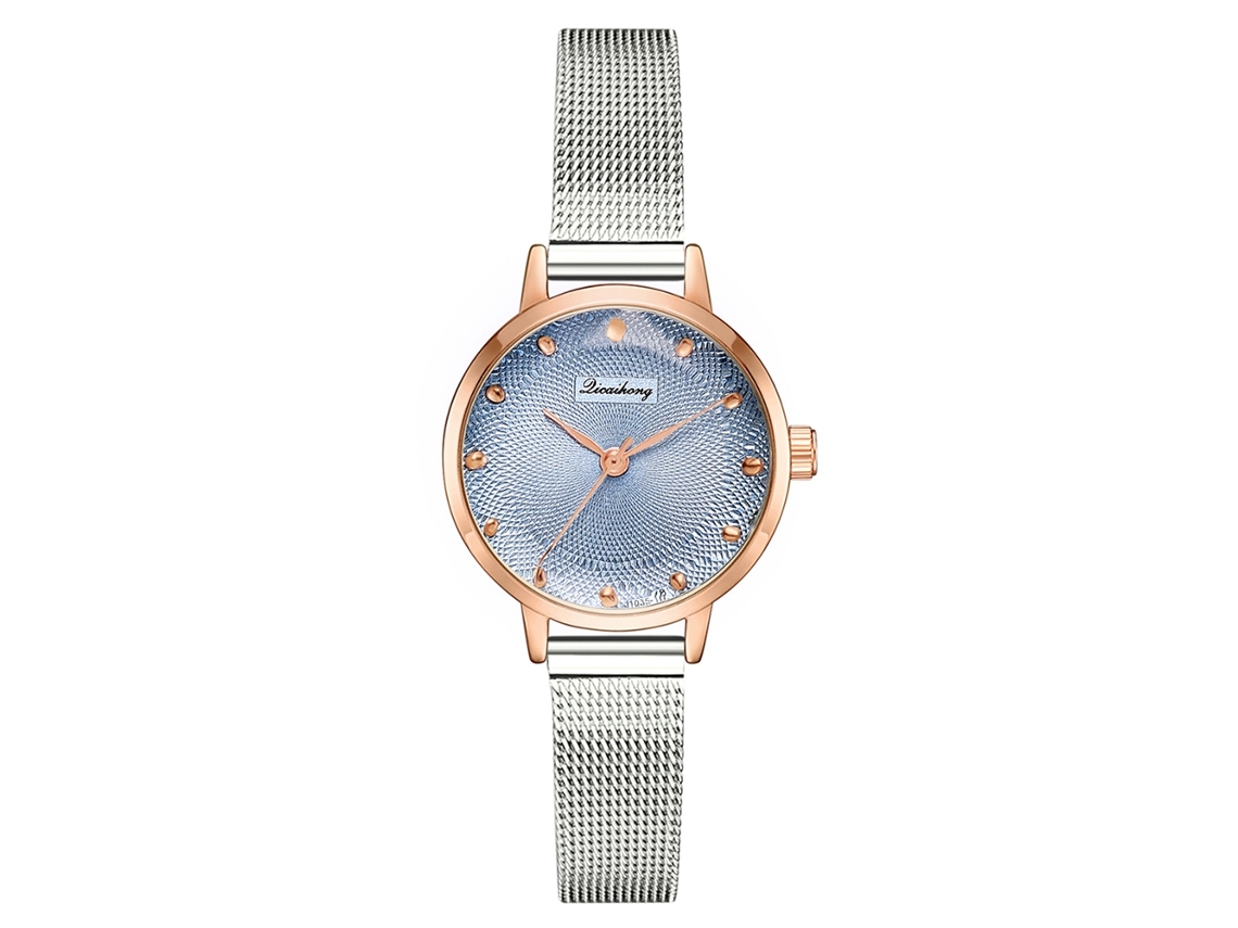 Reloj De Pulsera De Cuarzo Para Mujer, Diseño Sencillo Y Elegante Con Correa Azul Claro.