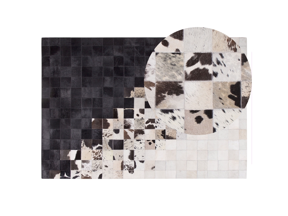 Alfombra BELIANI Kemah de Piel de vaca Negro 140x200