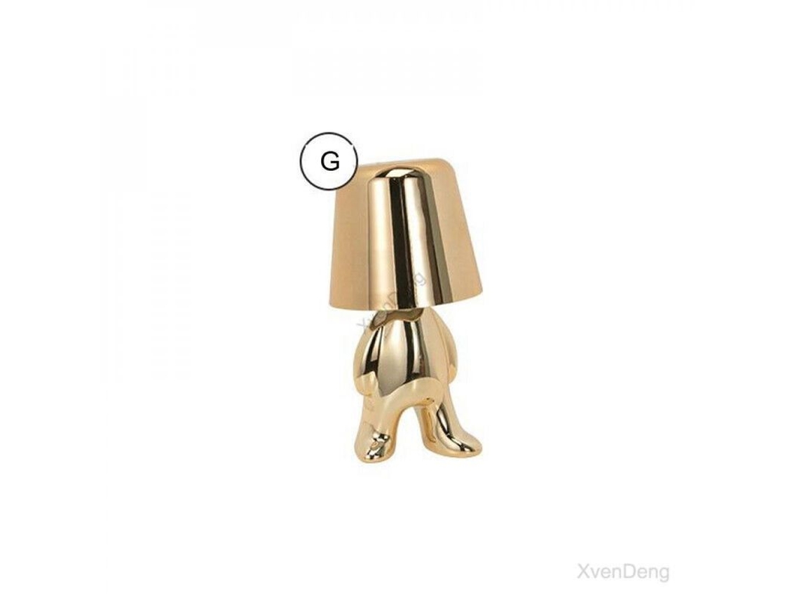 Lámpara De Mesa Thinker Little Golden Man, Luz Nocturna Con Sensor, Decorativa Usb.