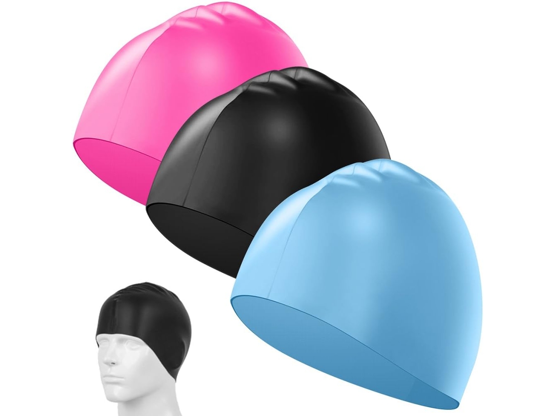 VYLARA Touca De Natação De Silicone, Touca De Natação Elástica Resistente À Água, 100 Silicone, Unissex, Grande, Com Espaço Amplo, Design Especial Para Cuid