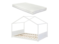 Cama de criança Simo em forma de casa com colchão 140x200cm - Branco [EN.CASA]