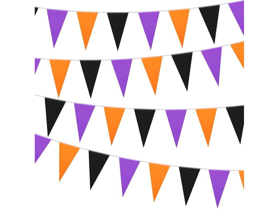 Pancarta Triangular De Halloween En Negro, Morado Y Naranja, 5 Piezas Para Decoración De Fiestas.