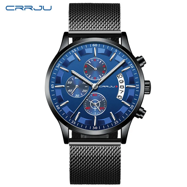 Relógio Esportivo Casual Masculino À Prova D'água (preto E Azul)