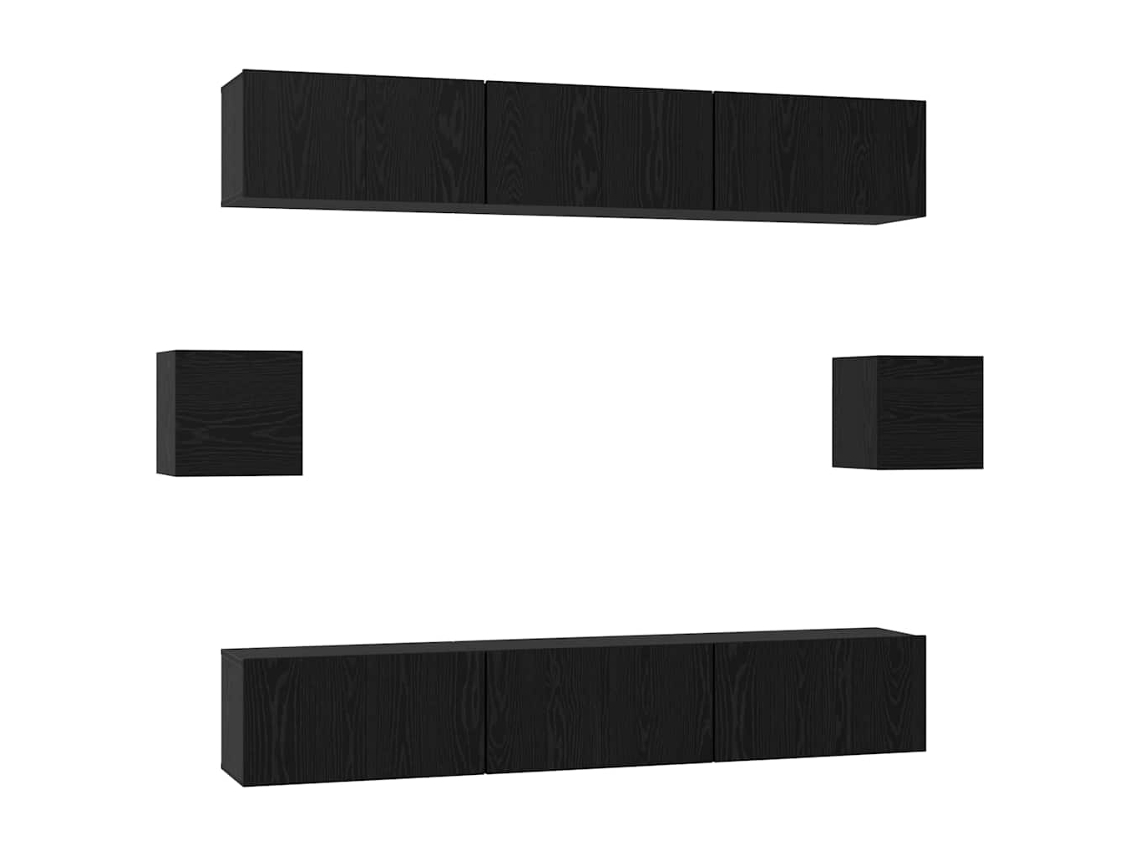 Maison Exclusive - Conjunto De Mueble De Tv 8 Pcs Roble Negro Madera De Ingeniería