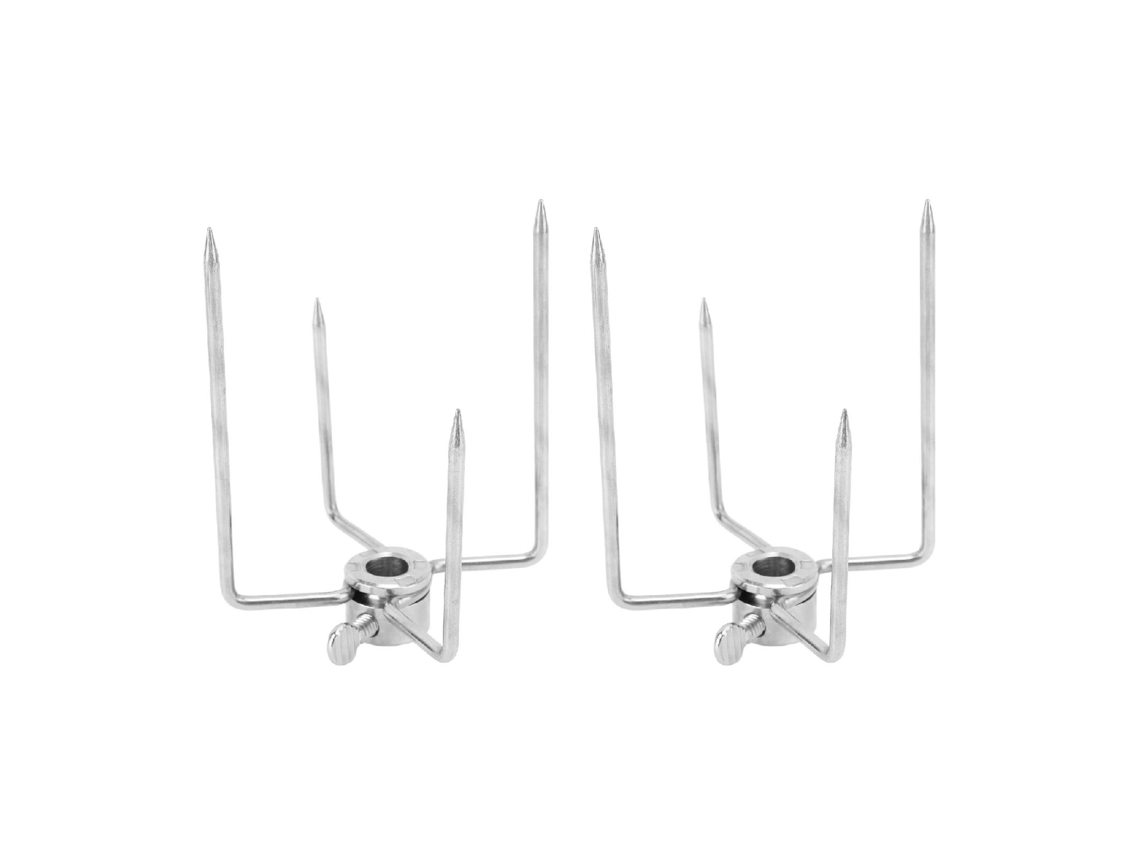 Tenedor de asador de 4 puntas, acero inoxidable 304, galvanizado, para asador, varilla de 0,4", 2 piezas