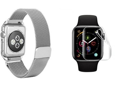 Correa + Protector de Pantalla Apple Watch Series 7 - 41mm PHONECARE Milanese Loop Gris y Transparente