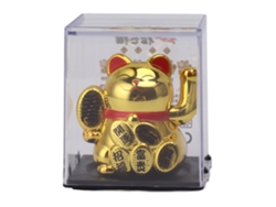 Baok-gato Lucky Solar Mini Gato Lindo con Movimiento de 2 Pulgadas para Decoración del Hogar y el Automóvil Dorado