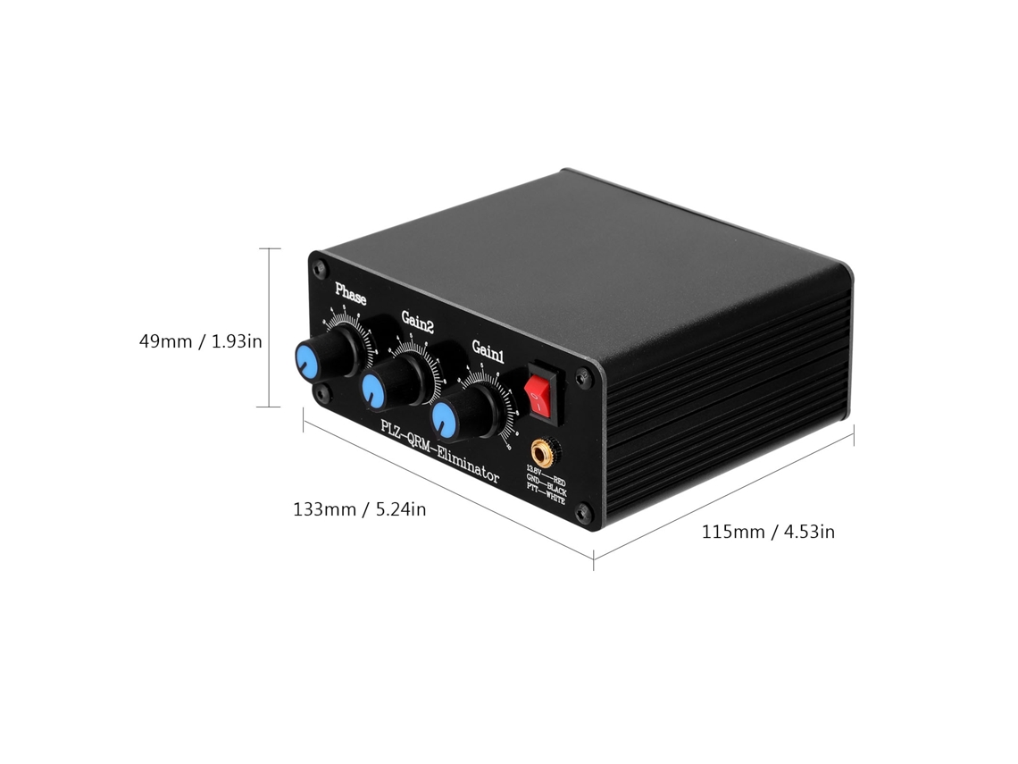 Eliminador de QRM (sin marca) Banda HF 1-30 MHz con fase ajustable y control PTT en aleación de aluminio