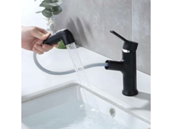 JILLIOPER Grifo de Lavabo con Palanca Única, Negro, para Baño o Cocina, con 2 Modos de Flujo de Agua