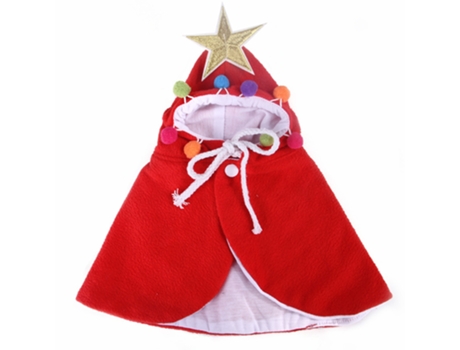 Disfraz de Navidad para mascotas Cachorro Capa de Navidad con estrella y pompones Gato Capa de Santa con sombrero de Santa Vestido de fiesta Cosplay