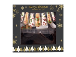Un Par De Pestañas Postizas De Piel De Armiño Y 24 Pegatinas Para Uñas (pegatinas Navideñas Estilo 2).
