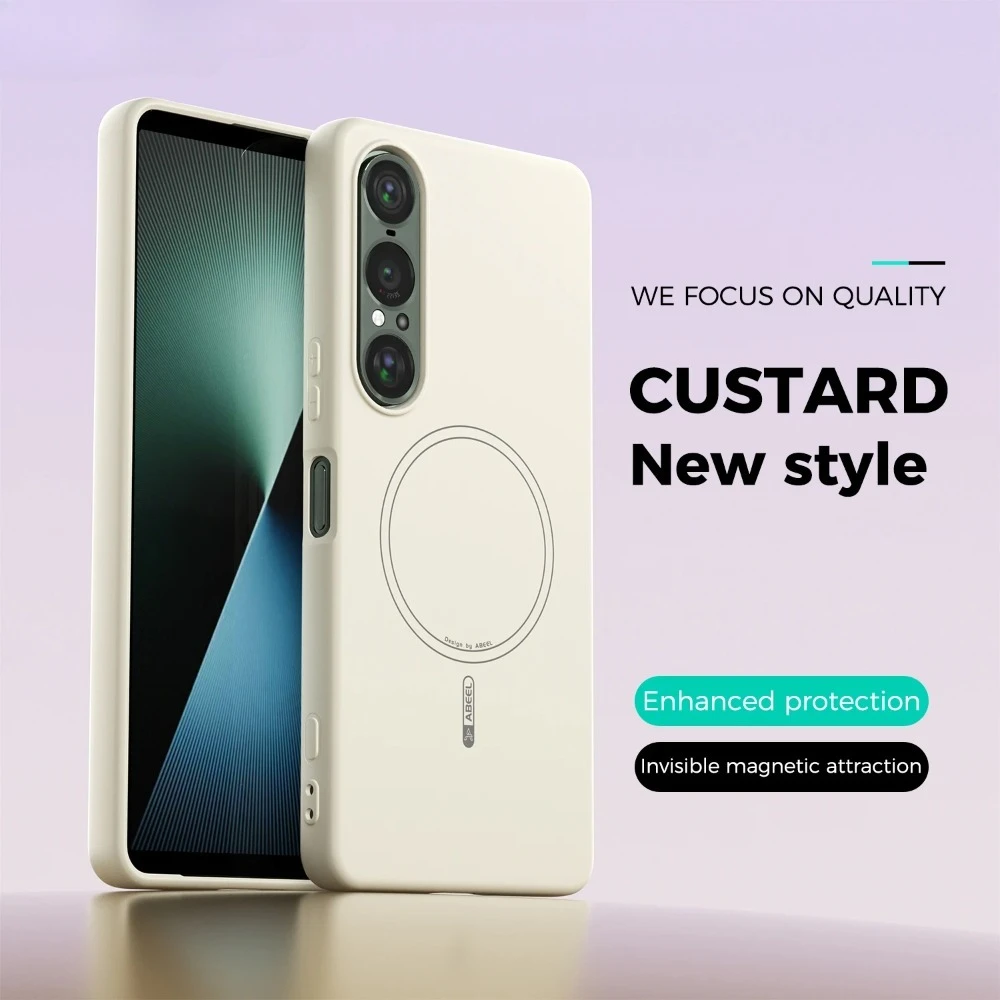 (blanco, Sony Xperia 5v) Elegante Y Suave Funda Protectora De Silicona Líquida Con Cierre Magnético, Compatibilidad Con Magsafe Y Protección Contra Caídas.