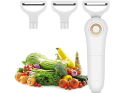 Pelador eléctrico Julianne 3 en 1 con 3 cuchillas de acero inoxidable para frutas y verduras.