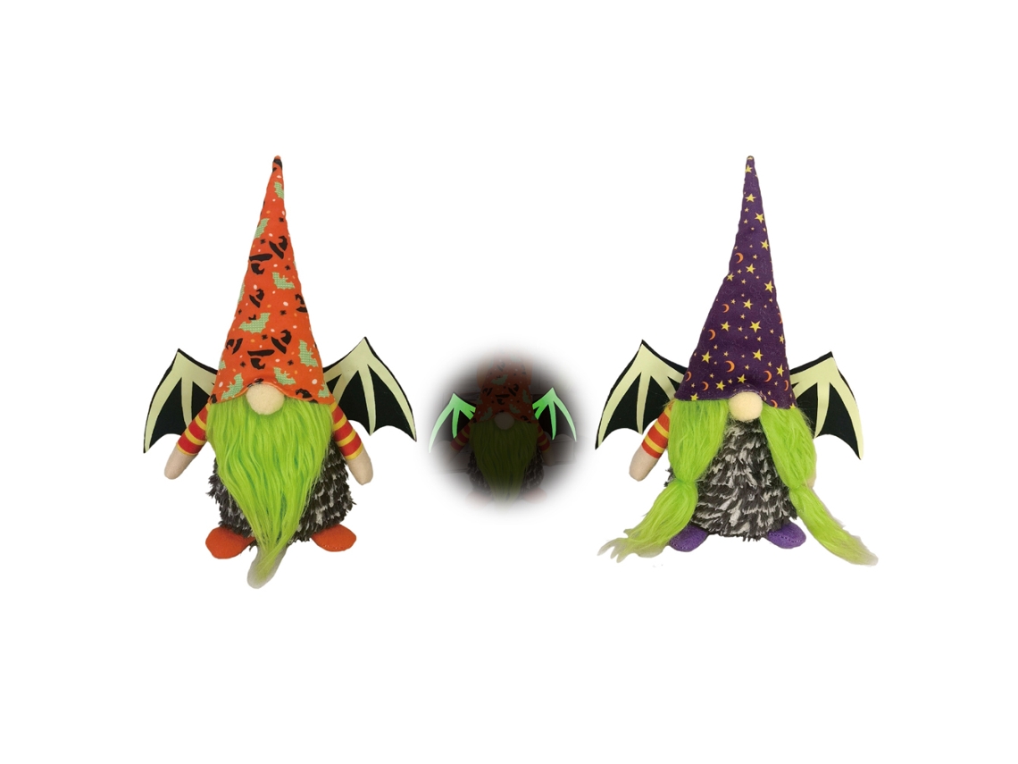 2 figuras de gnomos de Halloween con alas brillantes
