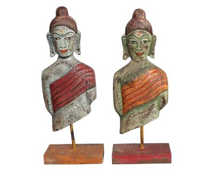 Figura Decorativa DKD Home Decor Buda Hierro Madera de mango Oriental (18 x 9 x 47 cm) (2 Unidades)
