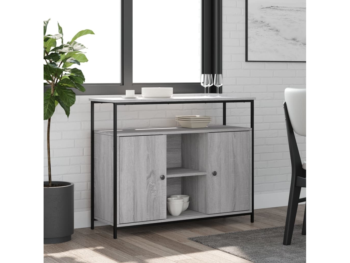 Aparador De Madera De Ingeniería Gris Sonoma 100x35x80 Cm
