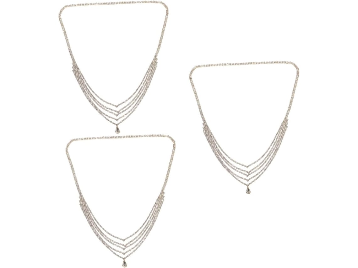 Conjunto De 3 Peças Com Corrente De Strass E Franja Elegante Para A Cabeça, Ideal Para Casamentos, Festas, Cerimônias E Fotografias.