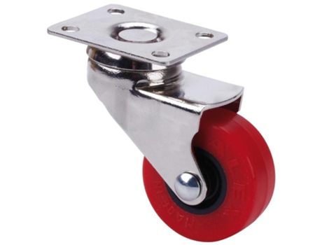 Rueda giratora placa niquel.10bdr60cp-ppi poliamix-poliur.rojo eje liso ALEX