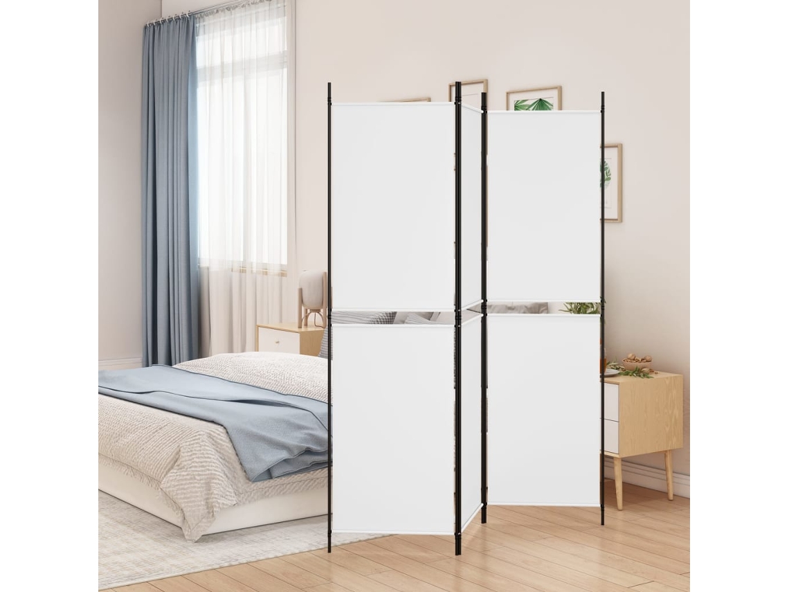 Biombo Divisor | Biombo Separador | Separador De Ambientes De 3 Paneles De Tela Blanco 150x180 Cm