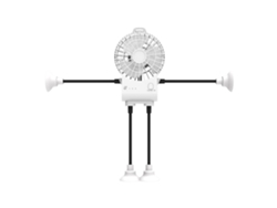 Ventilador De Mesa Chrui Estilo Robot Con Ventosas Y Soporte Para Móvilblanco