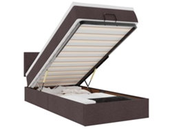 Maison Exclusive - Cama Otomana Con Colchón Marrón Oscuro 100x200 Cm Tela