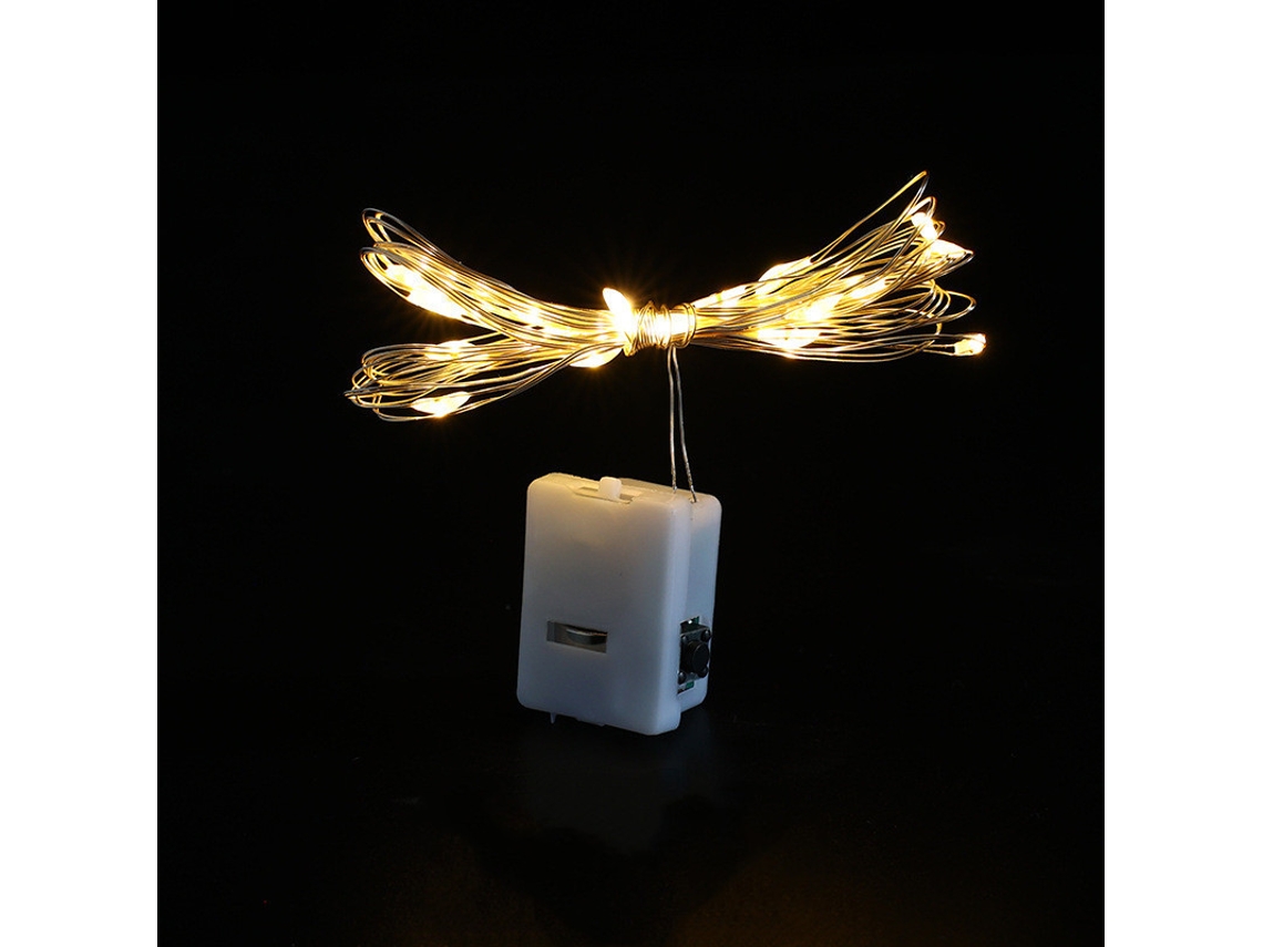 Guirnalda De Luces Led (luz Cálida, 2 M/20 Cuentas Led). Funciona Con Pilas, 3 Modos De Parpadeo. Incluye Pilas.