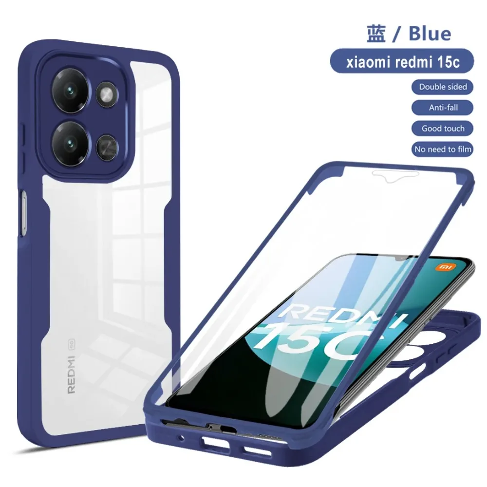 Azulredmi 15c 5g (171mm)funda Protectora Antigolpes De Cuerpo Completo 360° Para Xiaomi Redmi 15c