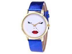 Reloj De Pulsera De Cuarzo Para Mujer Con Correa De Piel Sintética, Estilo Sencillo, Azul.