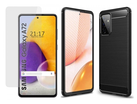 Carcasa + Protector de Pantalla Samsung Galaxy A72 TUMUNDOSMARTPHONE Pack Negro
