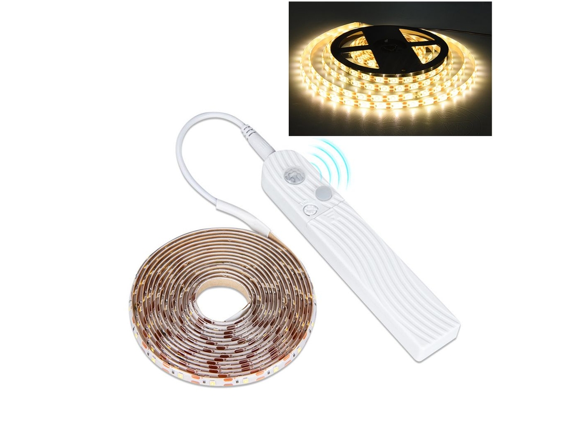 Tira de Luz LED con Sensor de Movimiento - Luz Acogedora Funda de Batería con Sensor - 3 metros - Recubrimiento de Silicona Impermeable RNEMITERY