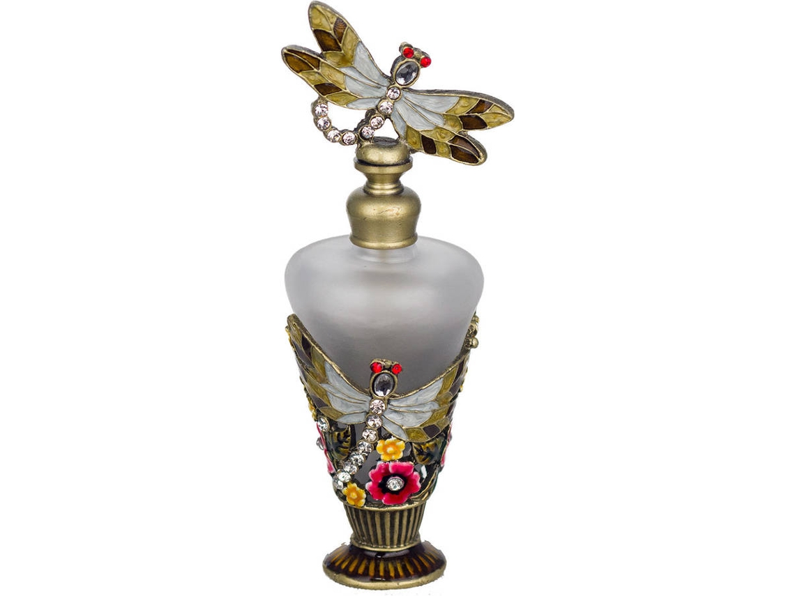 Botella Perfume Dorado de Metal 14X5X6cm Aceite Esencia